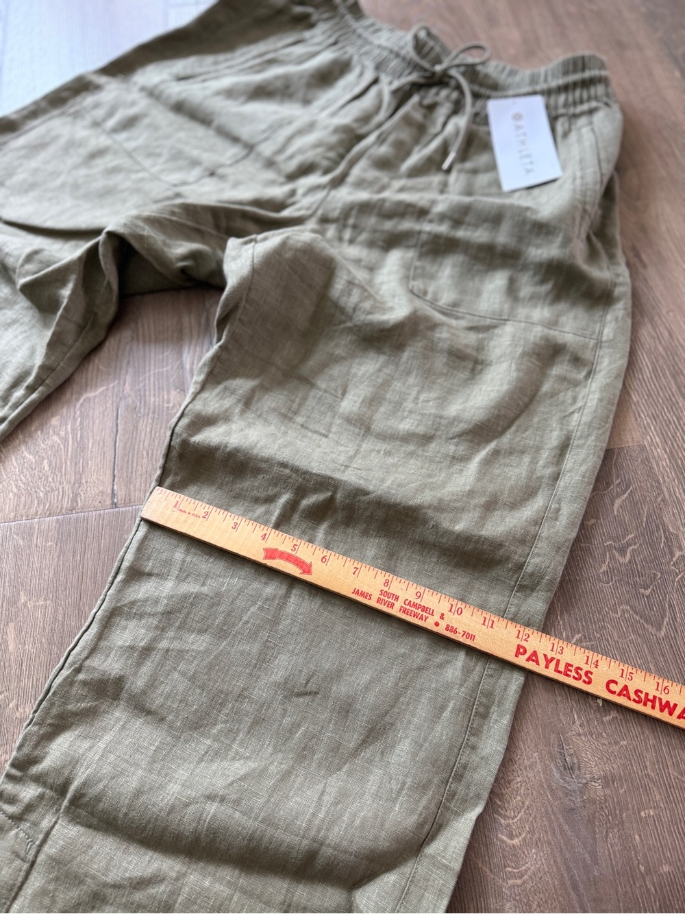 Athleta Retreat Linen Wide-Leg Pants in olive size L - Picture 15 of 15
